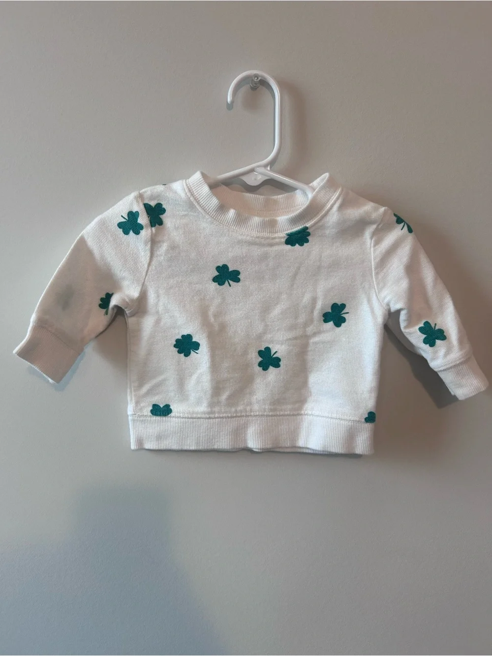 Carter's White Sweatshirt with Green Clover Prints